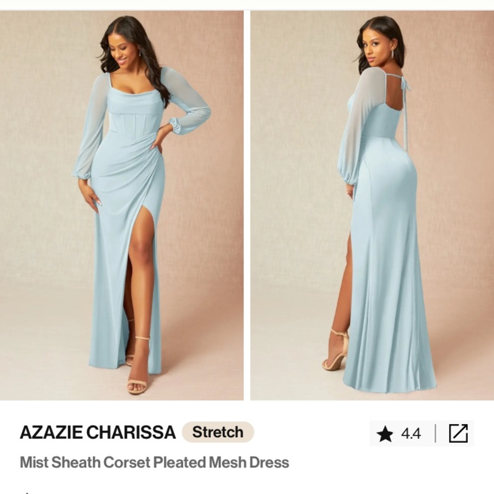 Azazie Charissa dress in Mist, in mesh. Size 8